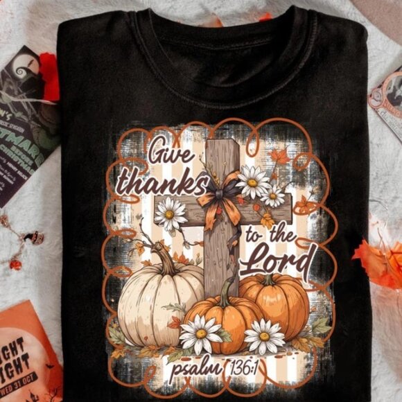 Give Thanks to the Lord Shirt, Preppy Floral Fall Shirt - Picture 1 of 3